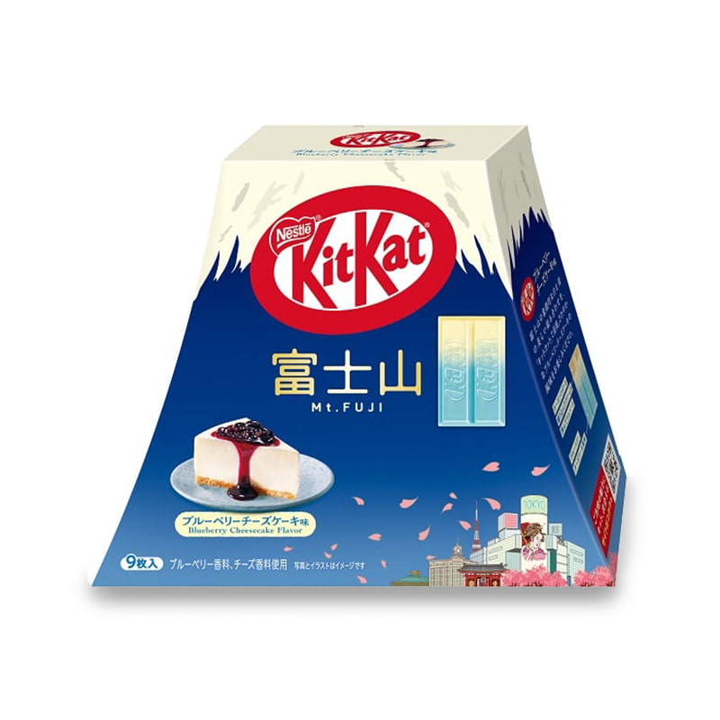 Blueberry Cheesecake flavored japanese kitkat with a fuji design